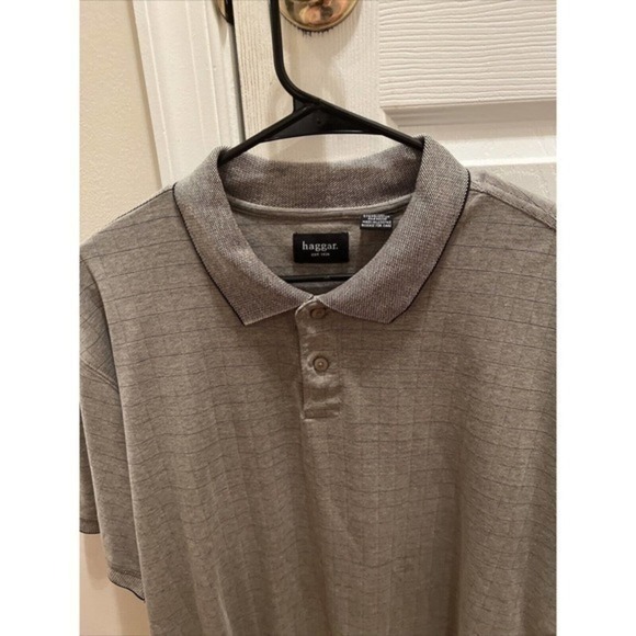 Men's Pullover Shirt, Haggar,‎ XL, Brown Stripes, No Pockets, Cotton/Polyester - Picture 3 of 4